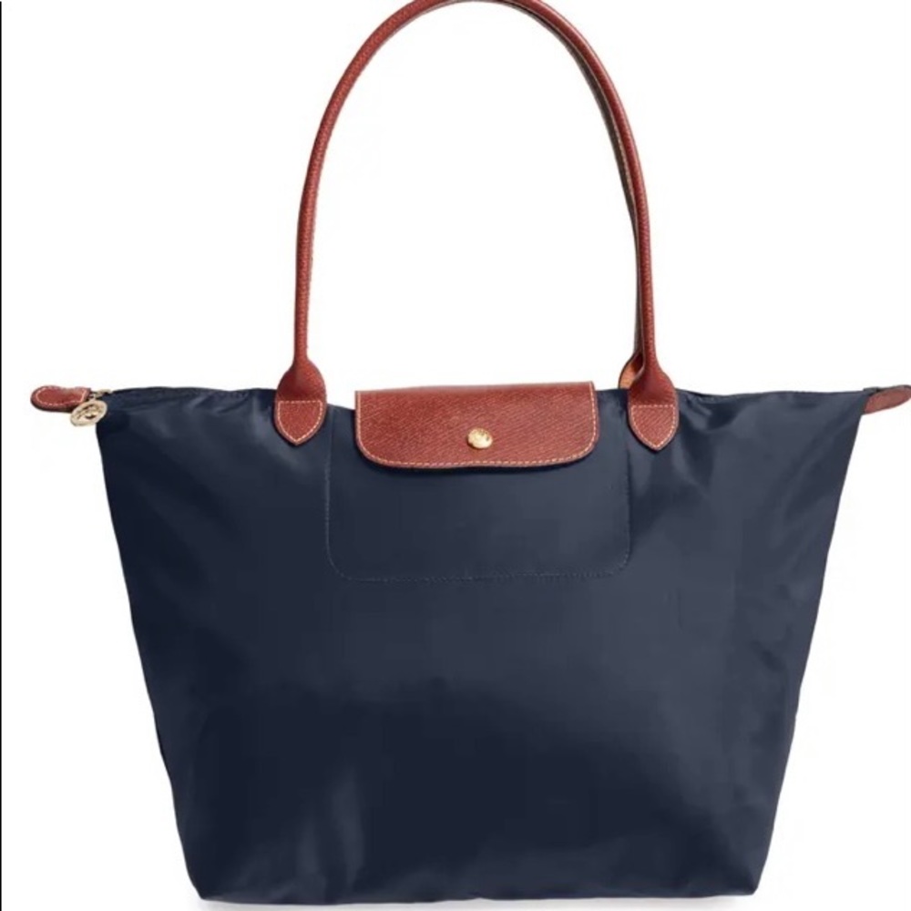 Small Longchamp La Pliage Tote in Navy